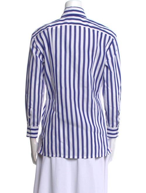 Ralph Lauren Collection Striped Long Sleeve Button-Up Top