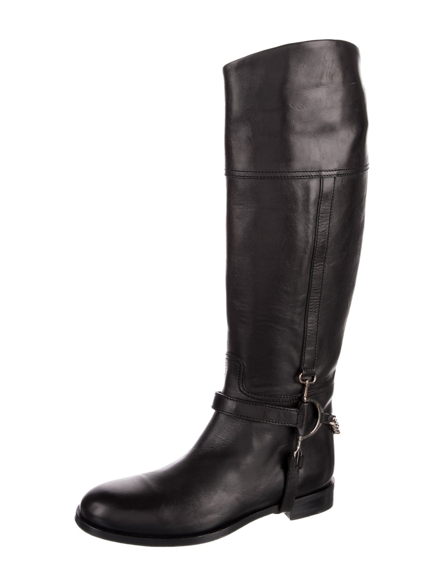 Ralph Lauren Collection Leather Chain-Link Accents Riding Boots