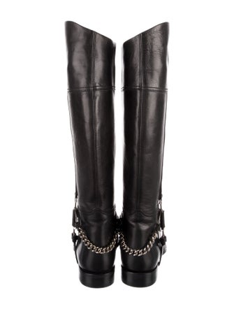 Ralph Lauren Collection Leather Chain-Link Accents Riding Boots
