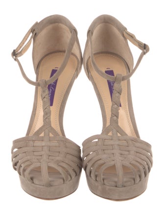 Ralph Lauren Collection Suede Cutout Accent T-Strap Sandals