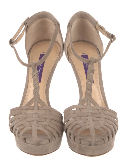Ralph Lauren Collection Suede Cutout Accent T-Strap Sandals