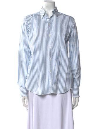 Ralph Lauren Collection Striped Long Sleeve Button-Up Top