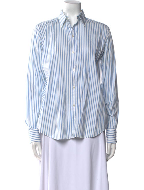 Ralph Lauren Collection Striped Long Sleeve Button-Up Top