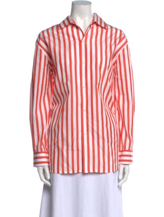 Ralph Lauren Collection Striped Long Sleeve Button-Up Top