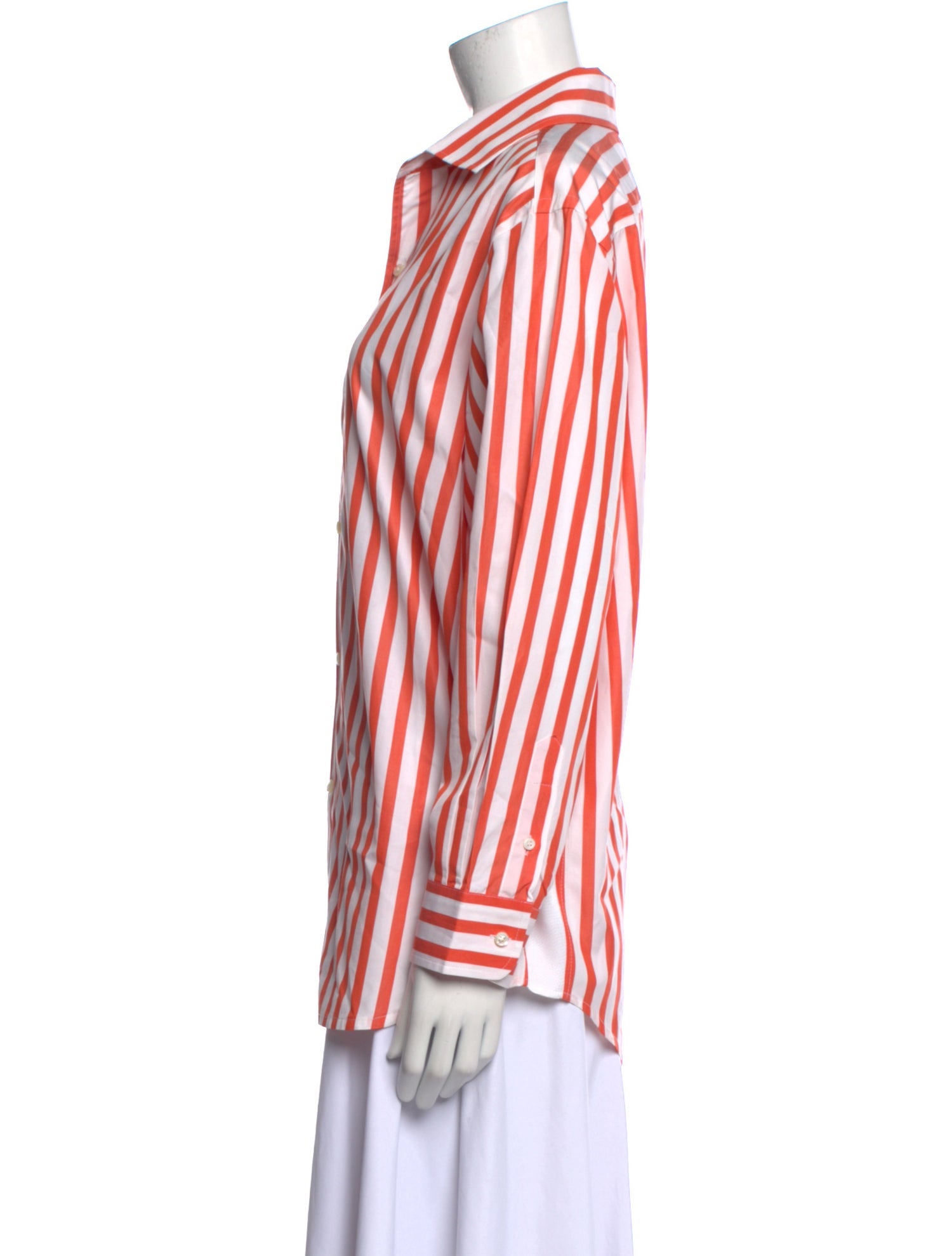 Ralph Lauren Collection Striped Long Sleeve Button-Up Top