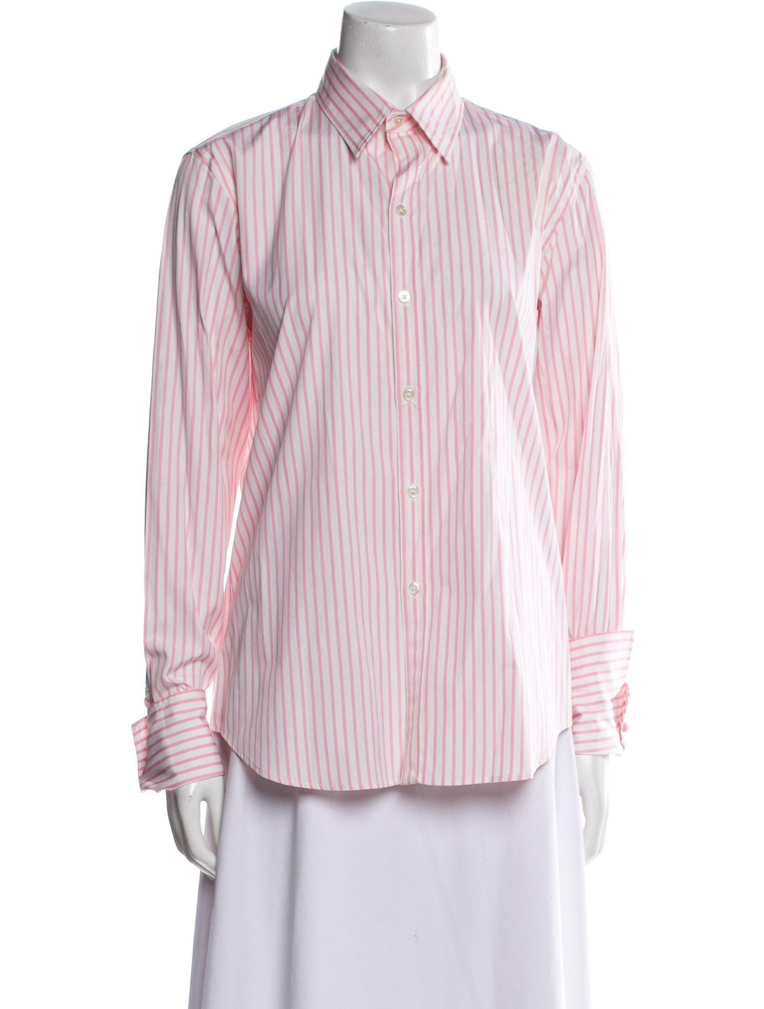 Ralph Lauren Collection Striped Long Sleeve Button-Up Top