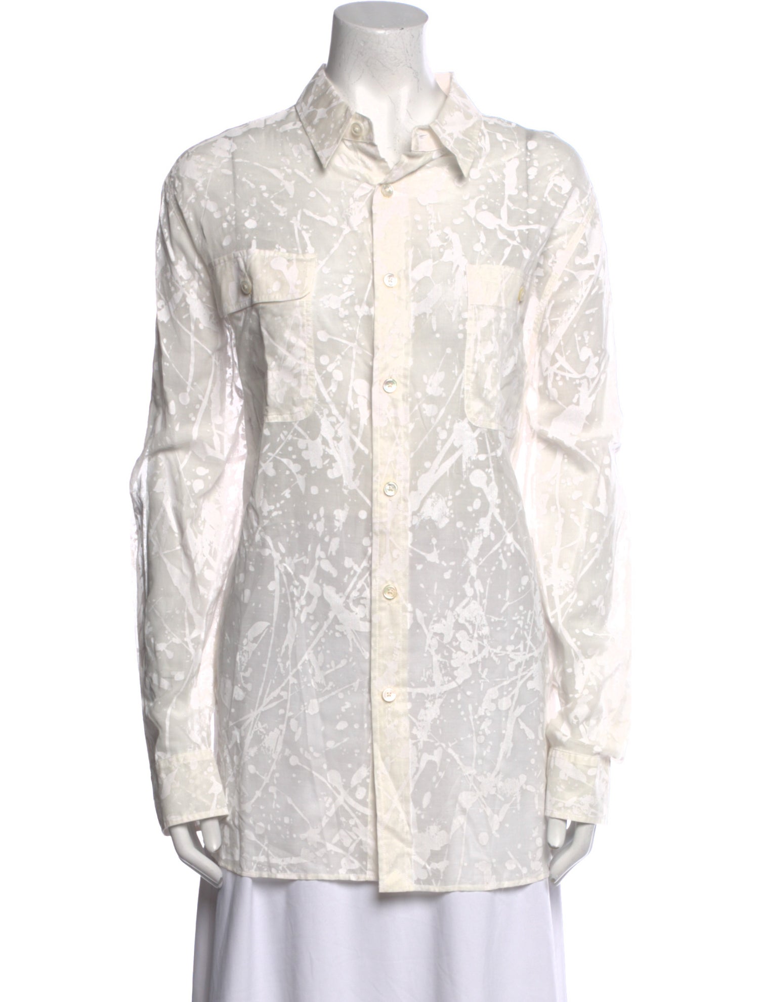 Ralph Lauren Collection Printed Long Sleeve Button-Up Top