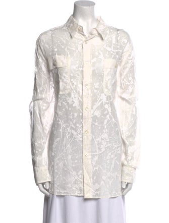 Ralph Lauren Collection Printed Long Sleeve Button-Up Top