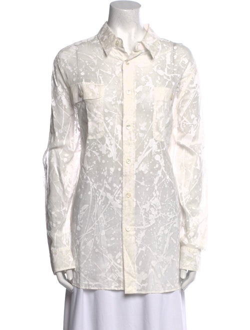 Ralph Lauren Collection Printed Long Sleeve Button-Up Top
