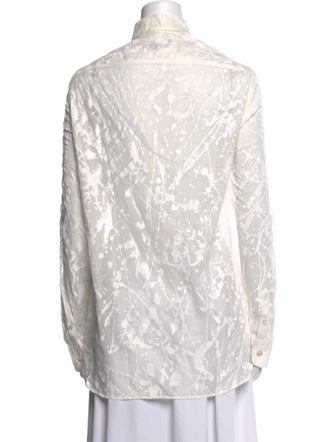 Ralph Lauren Collection Printed Long Sleeve Button-Up Top