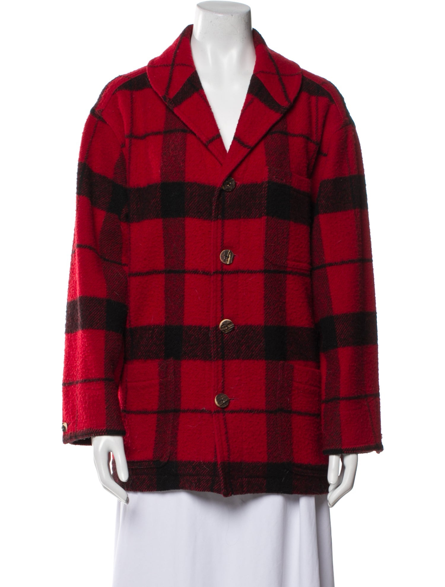Ralph Lauren Collection Wool Plaid Print Peacoat