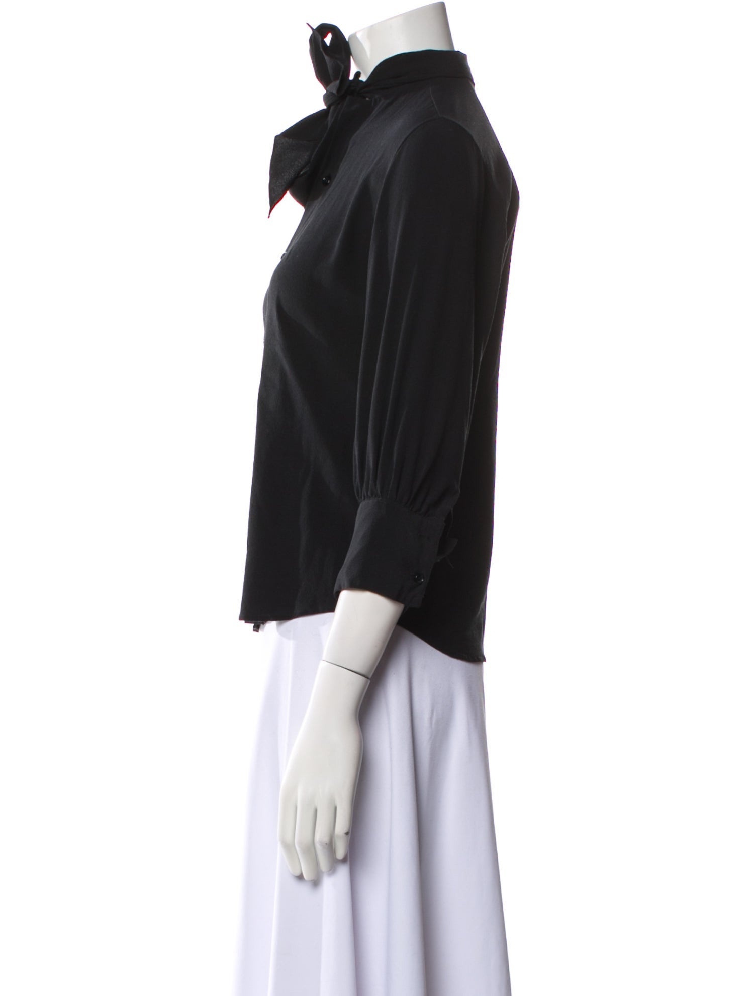 Ralph Lauren Collection Silk Mock Neck Button-Up Top