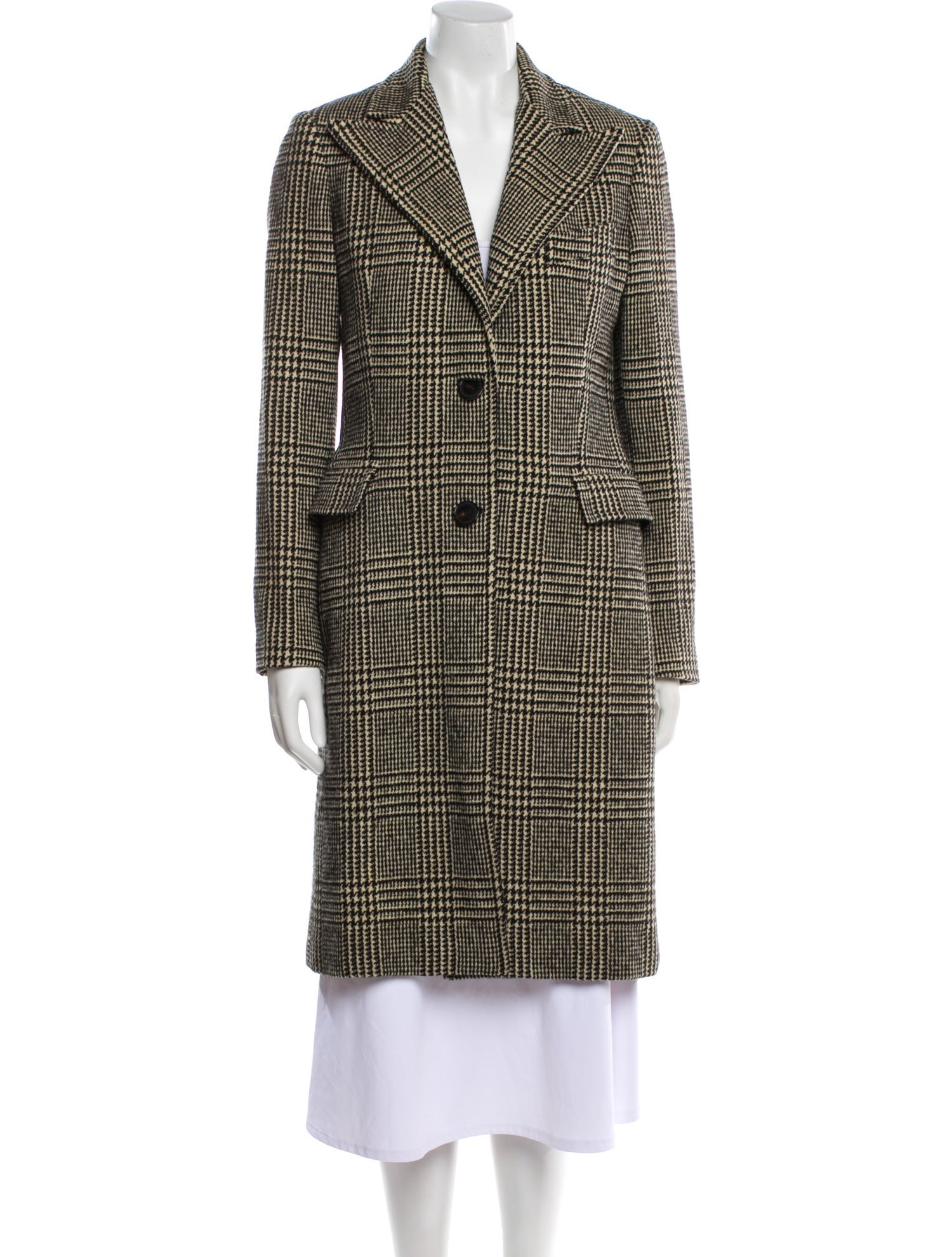 Ralph Lauren Collection Wool Houndstooth Print Coat