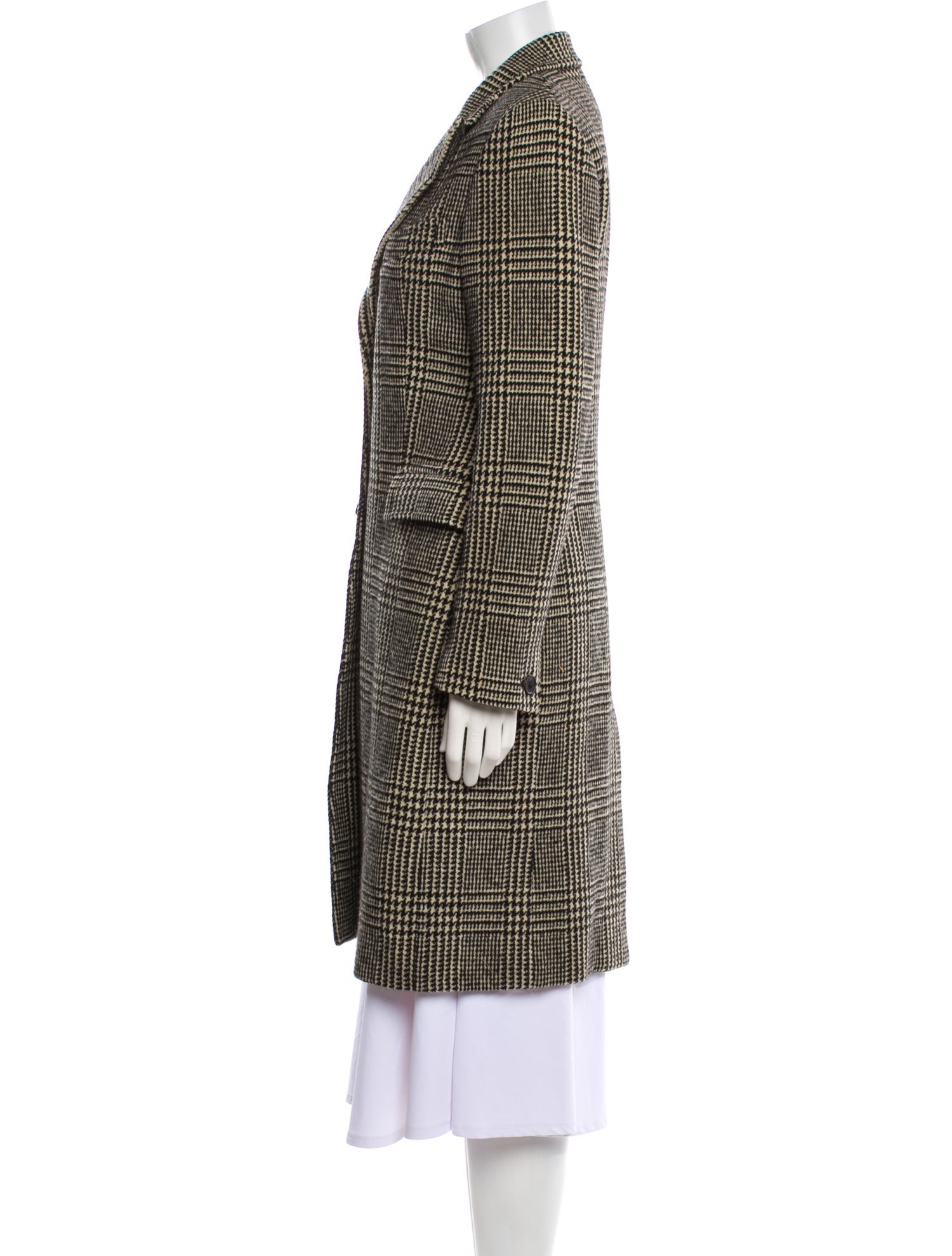 Ralph Lauren Collection Wool Houndstooth Print Coat