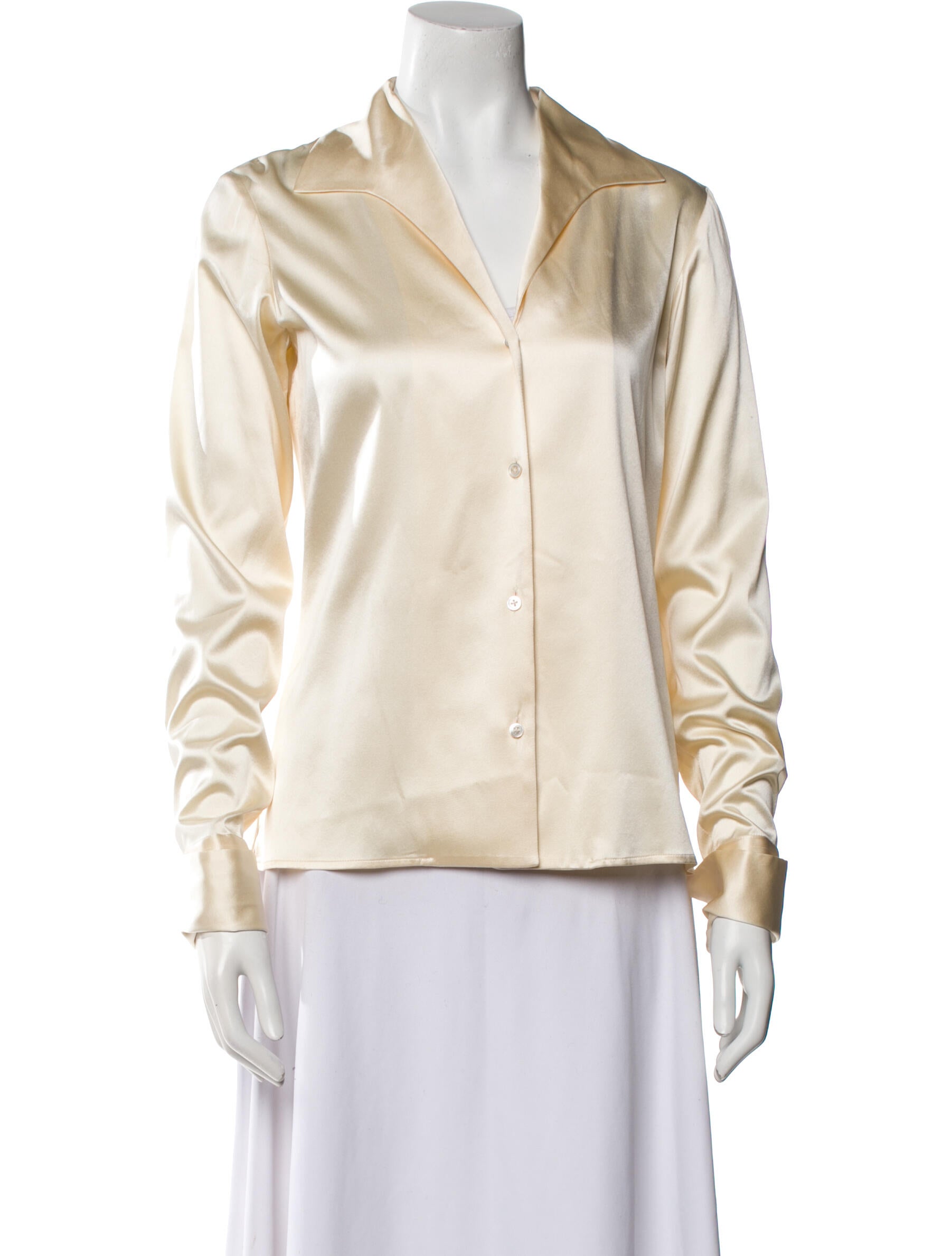 Ralph Lauren Collection Silk V-Neck Button-Up Top