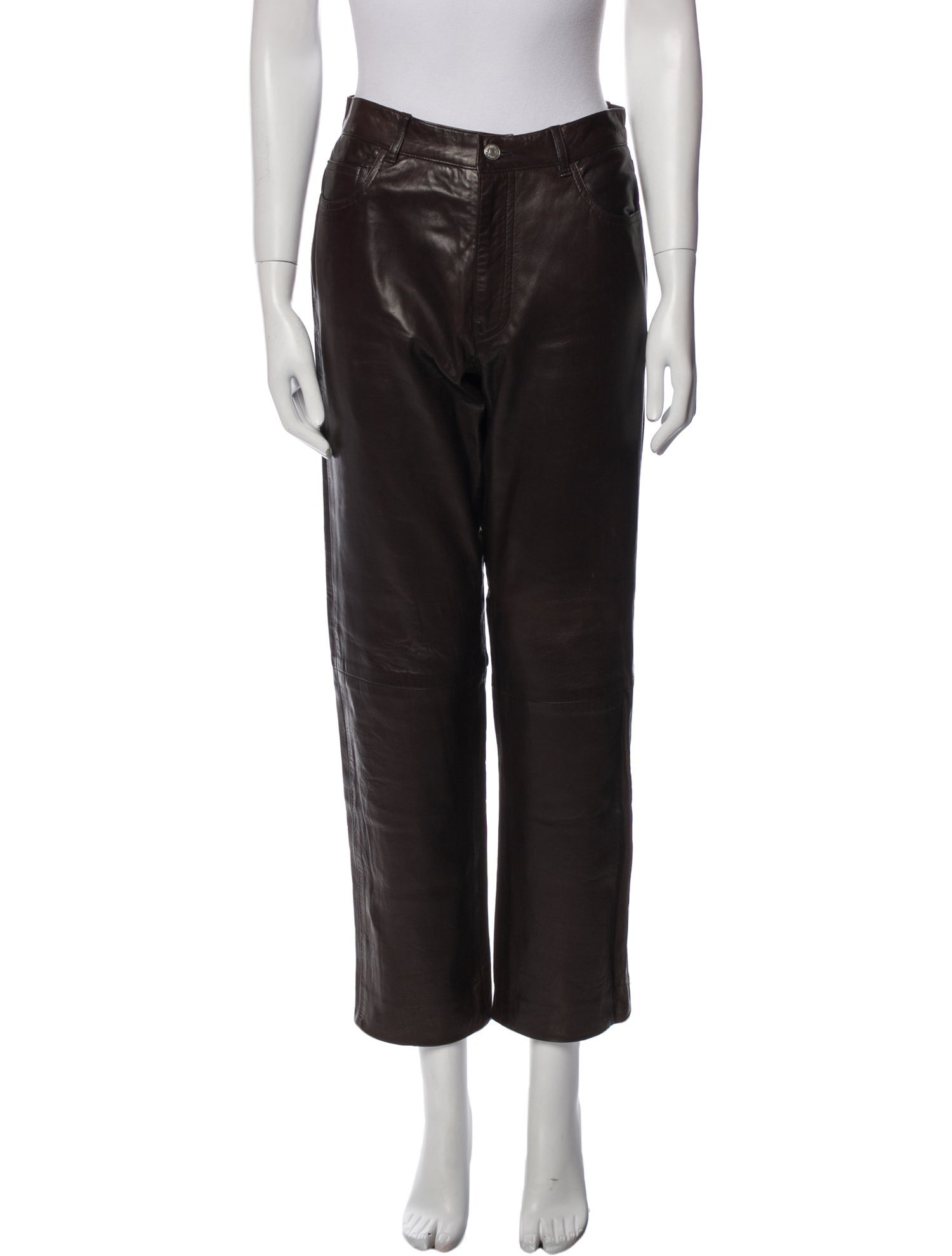 Ralph Lauren Collection Leather Straight Leg Pants