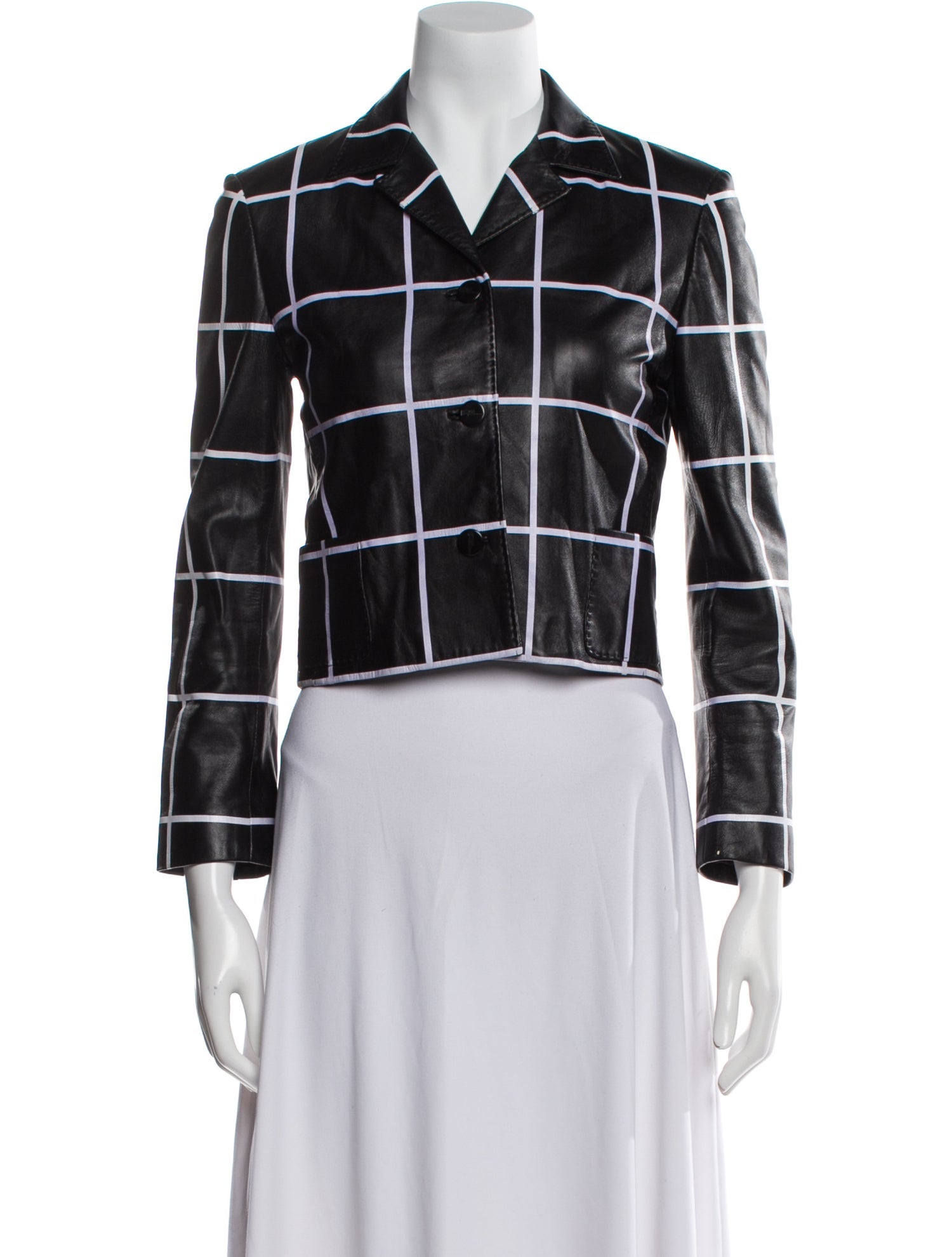 Ralph Lauren Purple Label Lambskin Plaid Print Blazer