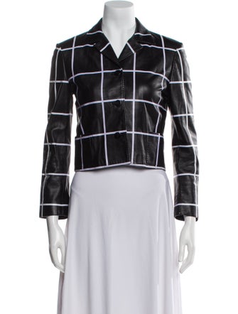 Ralph Lauren Purple Label Lambskin Plaid Print Blazer