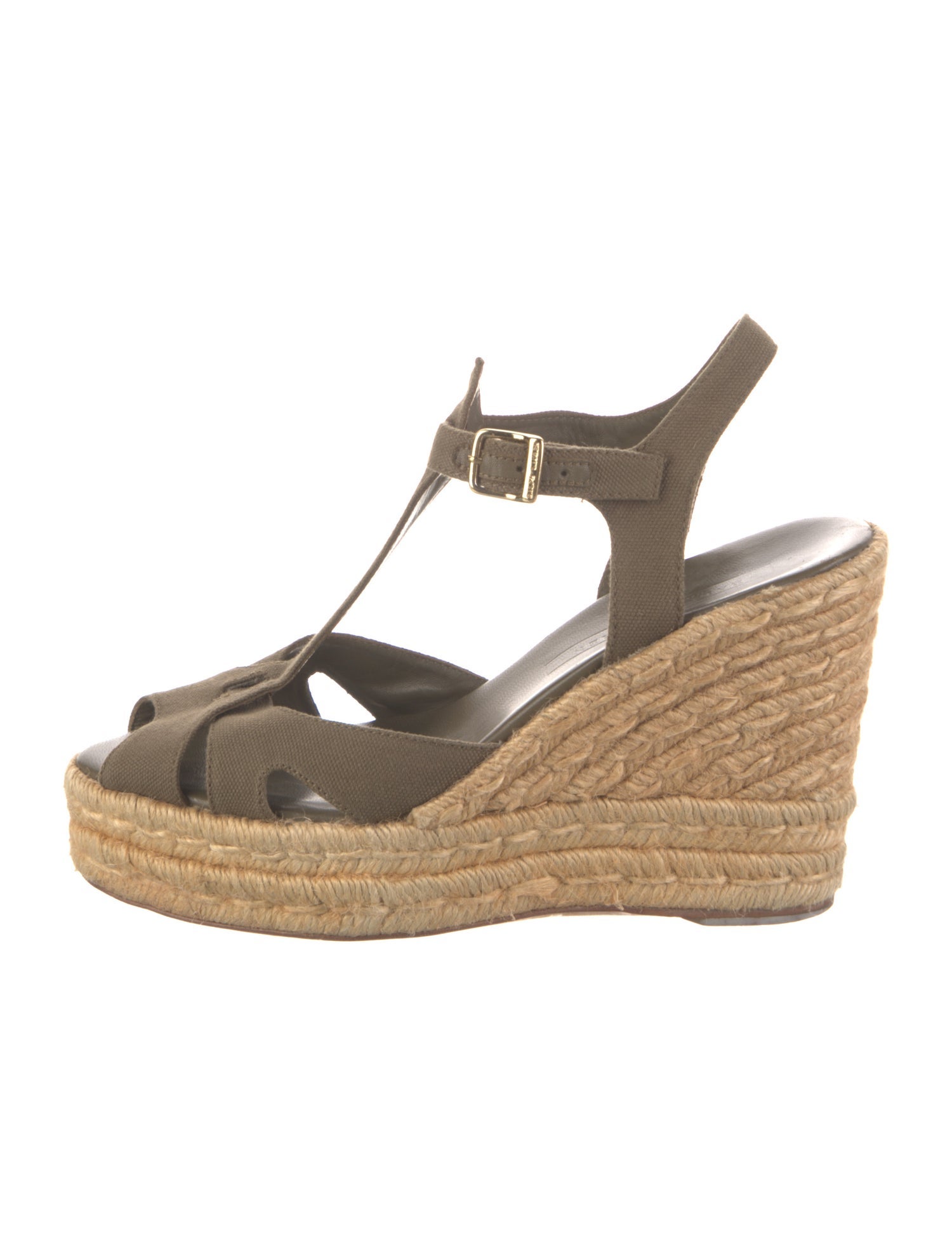 Ralph Lauren Collection Canvas Colorblock Pattern T-Strap Pumps