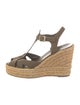 Ralph Lauren Collection Canvas Colorblock Pattern T-Strap Pumps