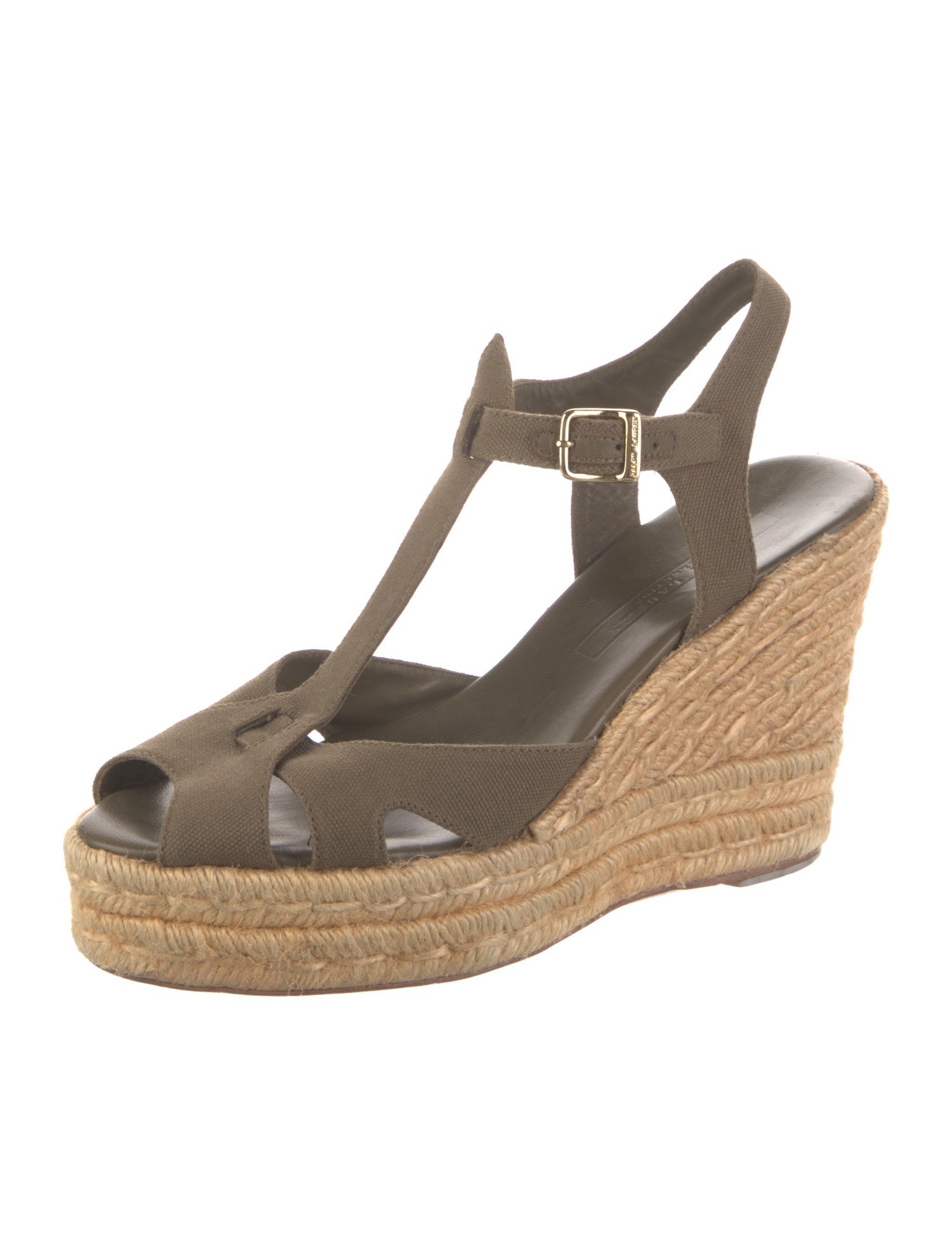 Ralph Lauren Collection Canvas Colorblock Pattern T-Strap Pumps