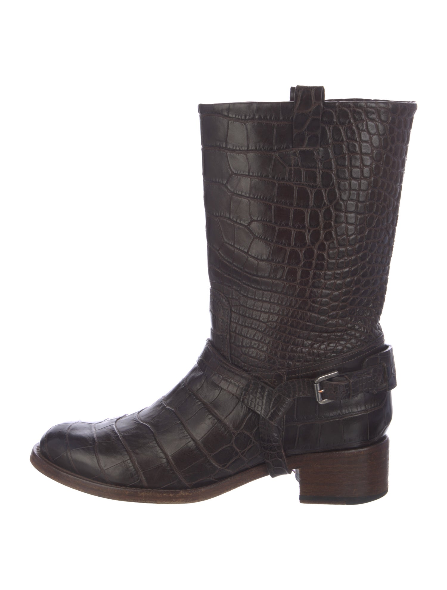 Ralph Lauren Collection Crocodile Moto Boots