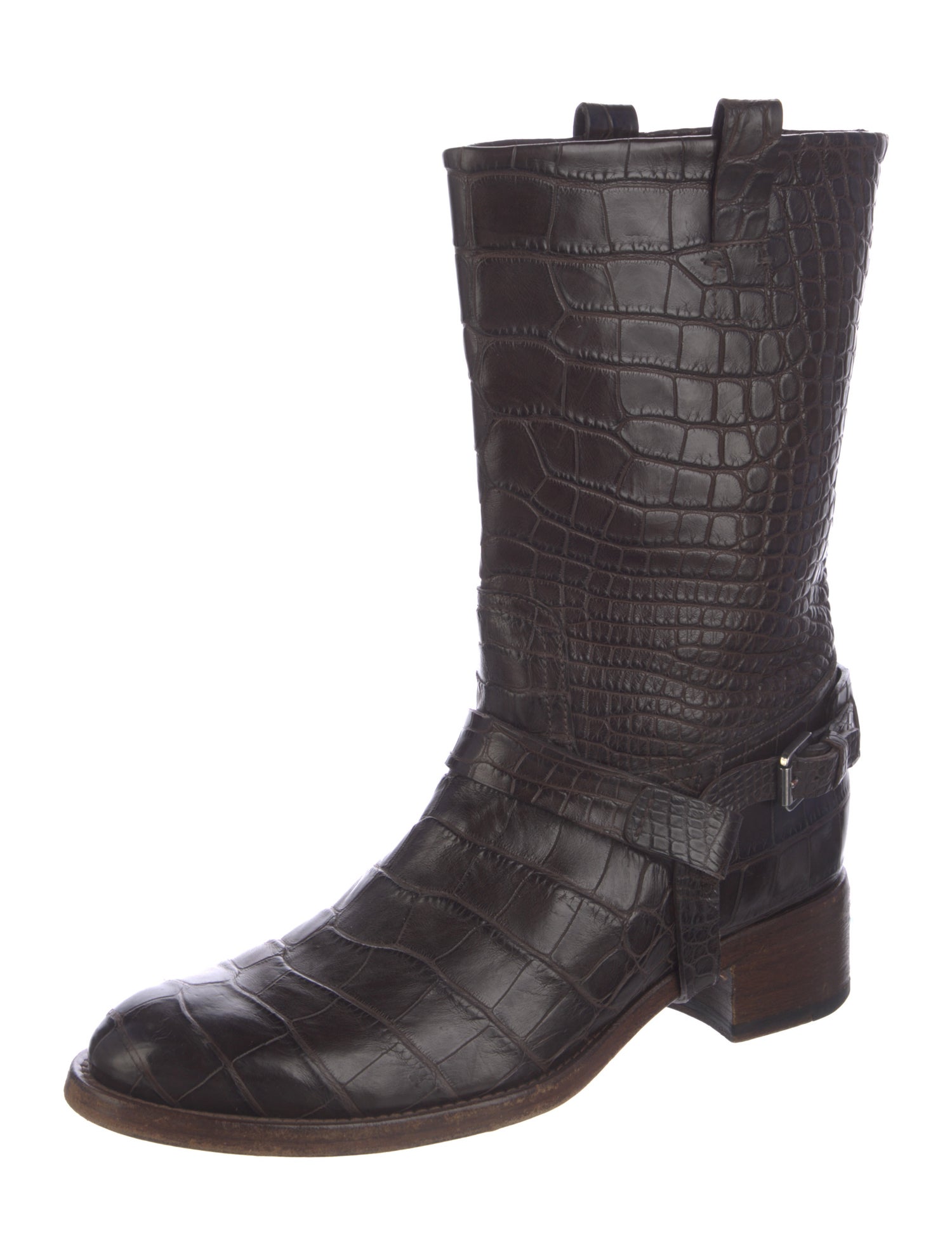 Ralph Lauren Collection Crocodile Moto Boots