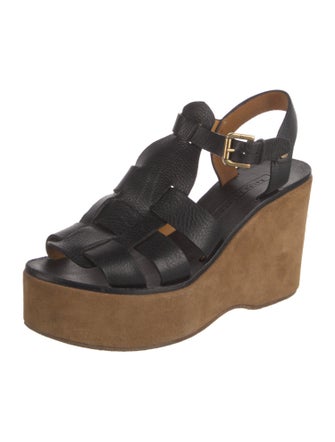 Ralph Lauren Collection Leather Cutout Accent T-Strap Pumps