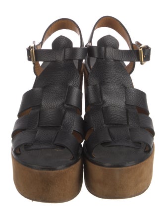 Ralph Lauren Collection Leather Cutout Accent T-Strap Pumps