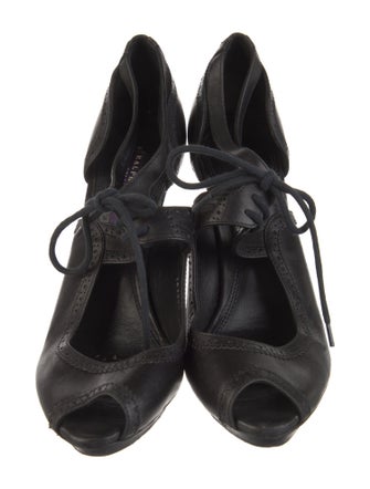 Ralph Lauren Collection Leather Lasercut Accents T-Strap Pumps