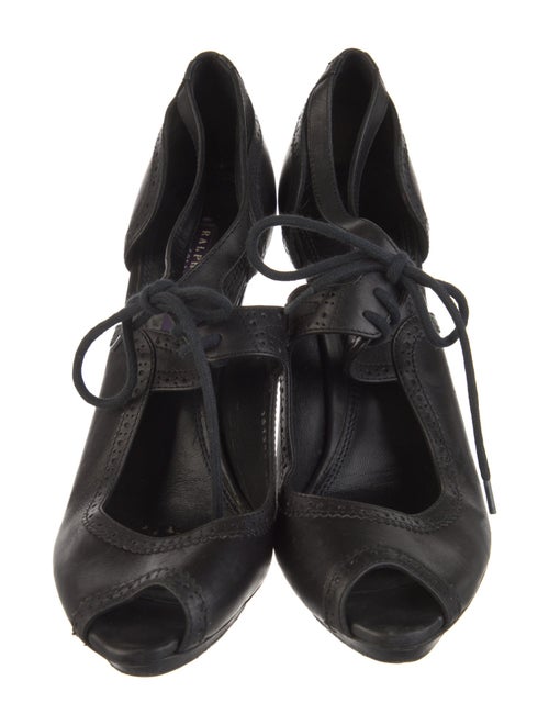 Ralph Lauren Collection Leather Lasercut Accents T-Strap Pumps