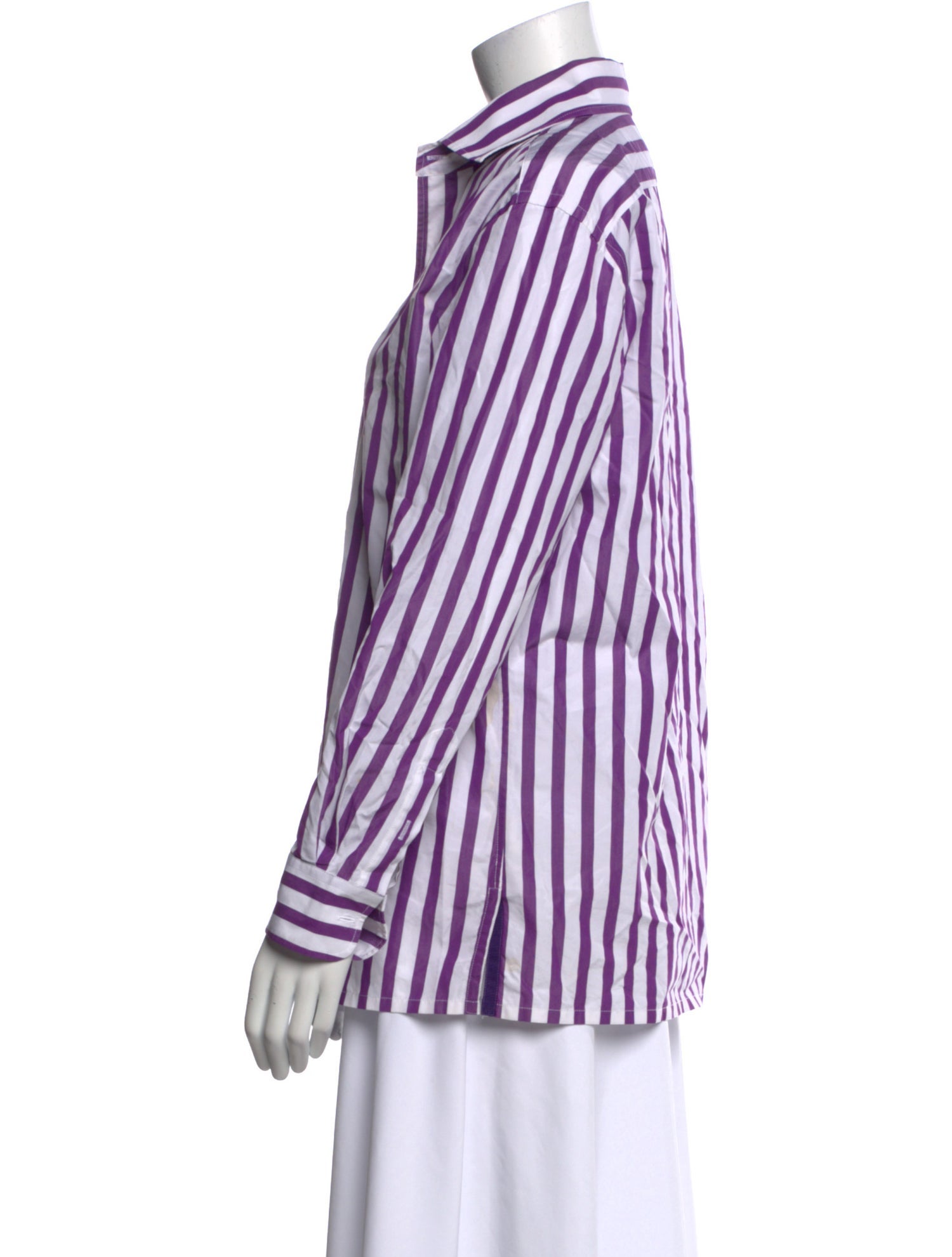 Ralph Lauren Collection Striped Long Sleeve Button-Up Top