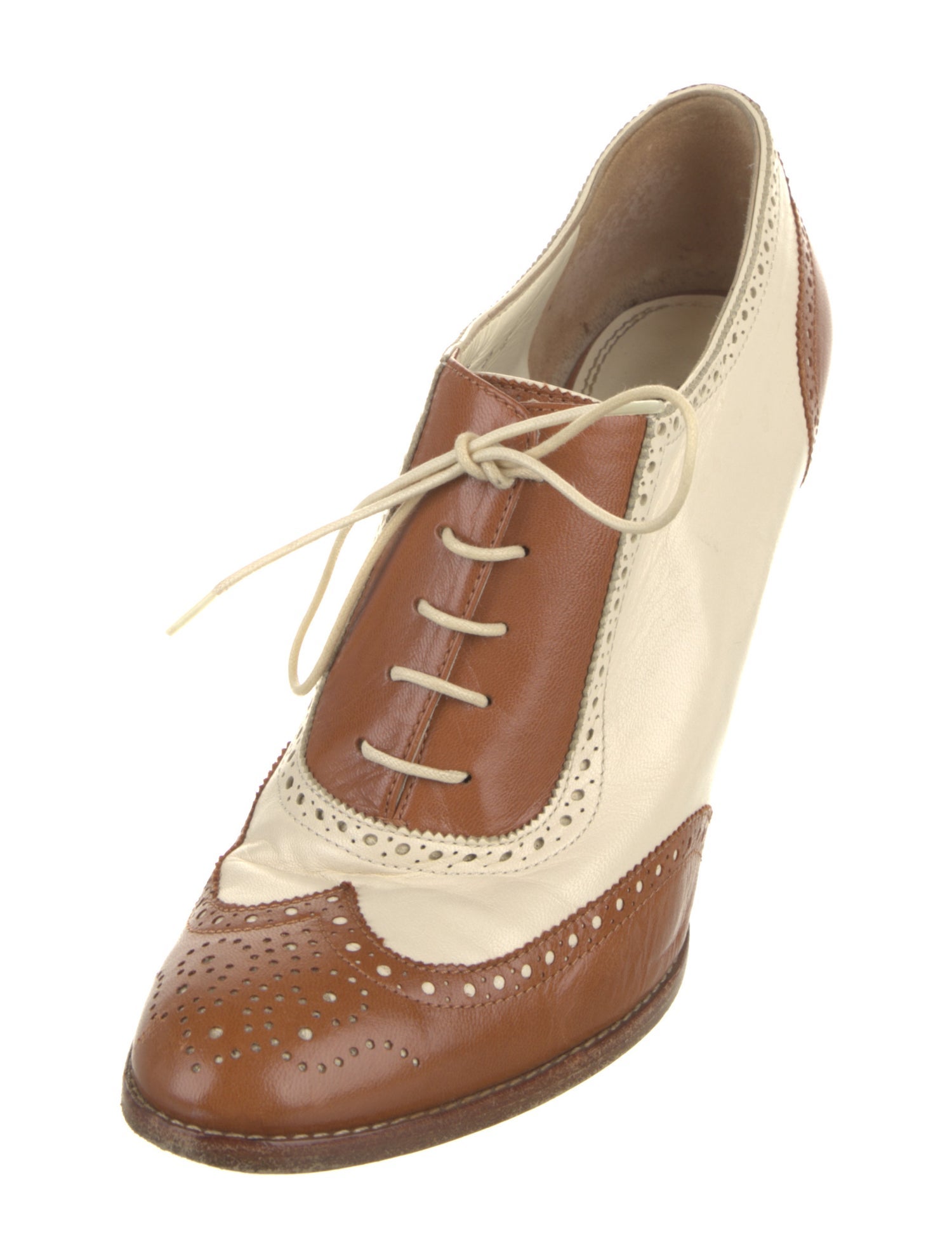 Ralph Lauren Collection Leather Colorblock Pattern Pumps