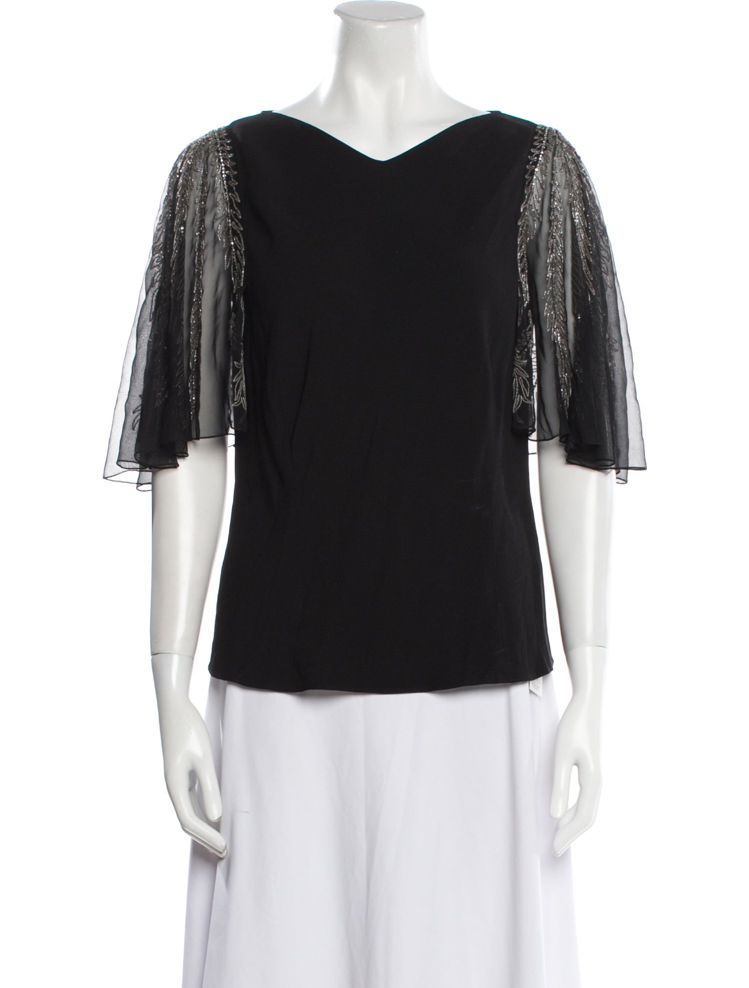 Ralph Lauren Collection V-Neck Three-Quarter Sleeve Blouse