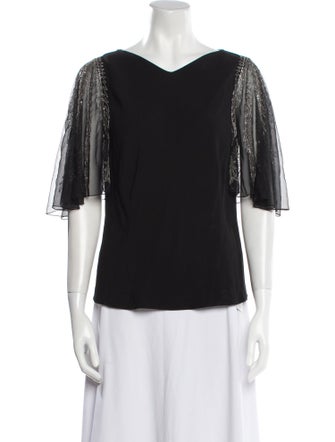 Ralph Lauren Collection V-Neck Three-Quarter Sleeve Blouse