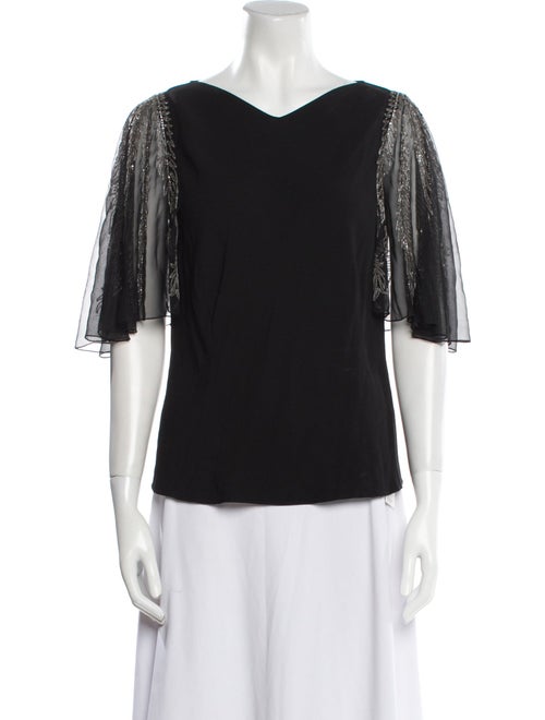 Ralph Lauren Collection V-Neck Three-Quarter Sleeve Blouse