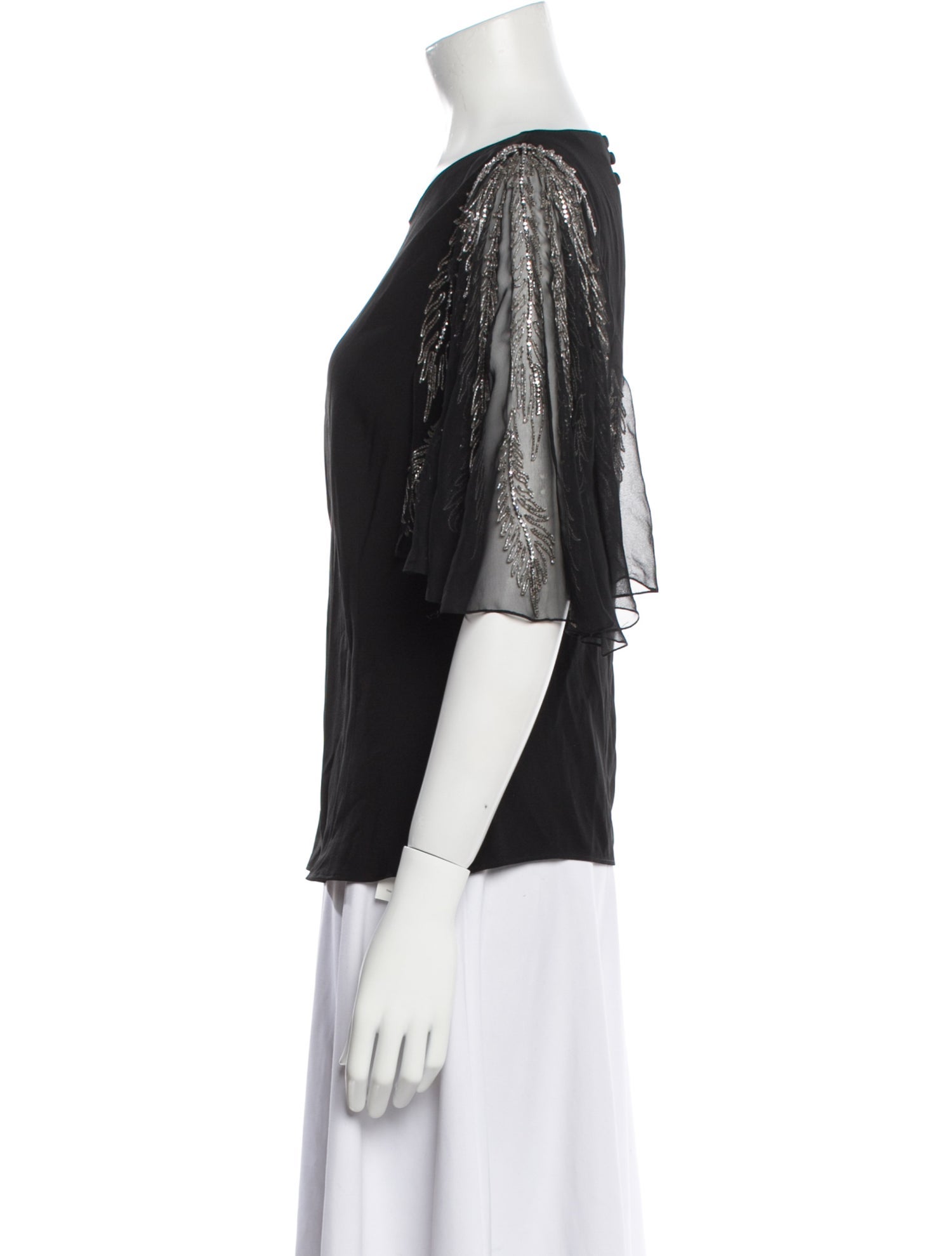 Ralph Lauren Collection V-Neck Three-Quarter Sleeve Blouse