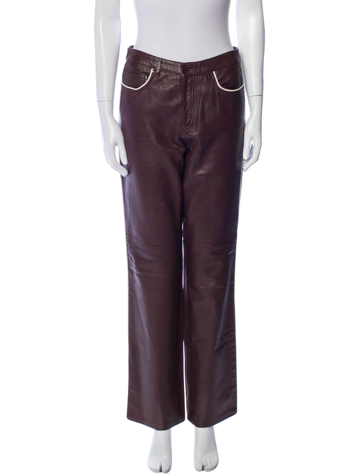 Ralph Lauren Collection Leather Straight Leg Pants