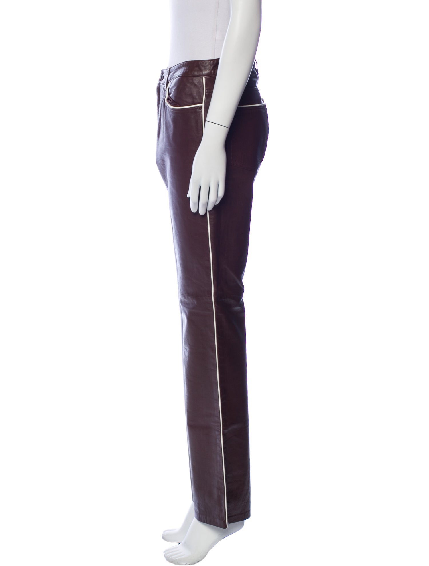 Ralph Lauren Collection Leather Straight Leg Pants