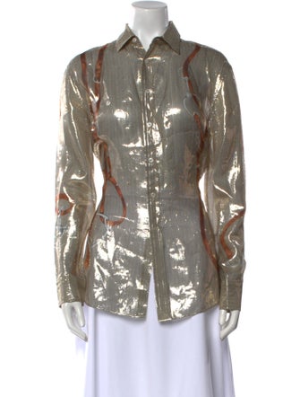 Ralph Lauren Collection Silk Printed Button-Up Top