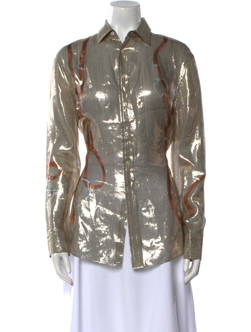 Ralph Lauren Collection Silk Printed Button-Up Top