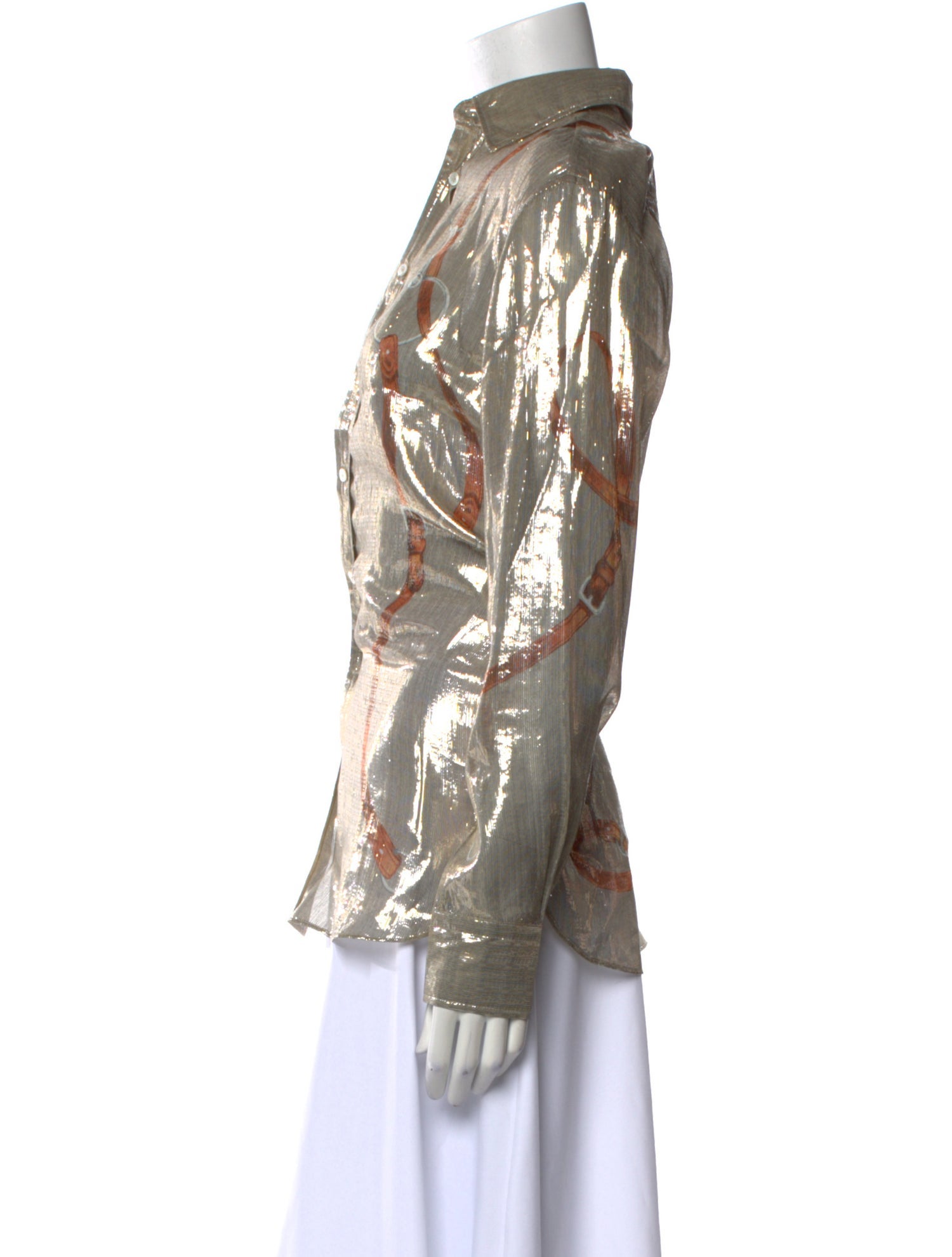 Ralph Lauren Collection Silk Printed Button-Up Top