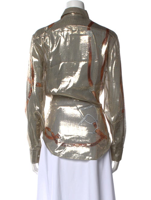 Ralph Lauren Collection Silk Printed Button-Up Top