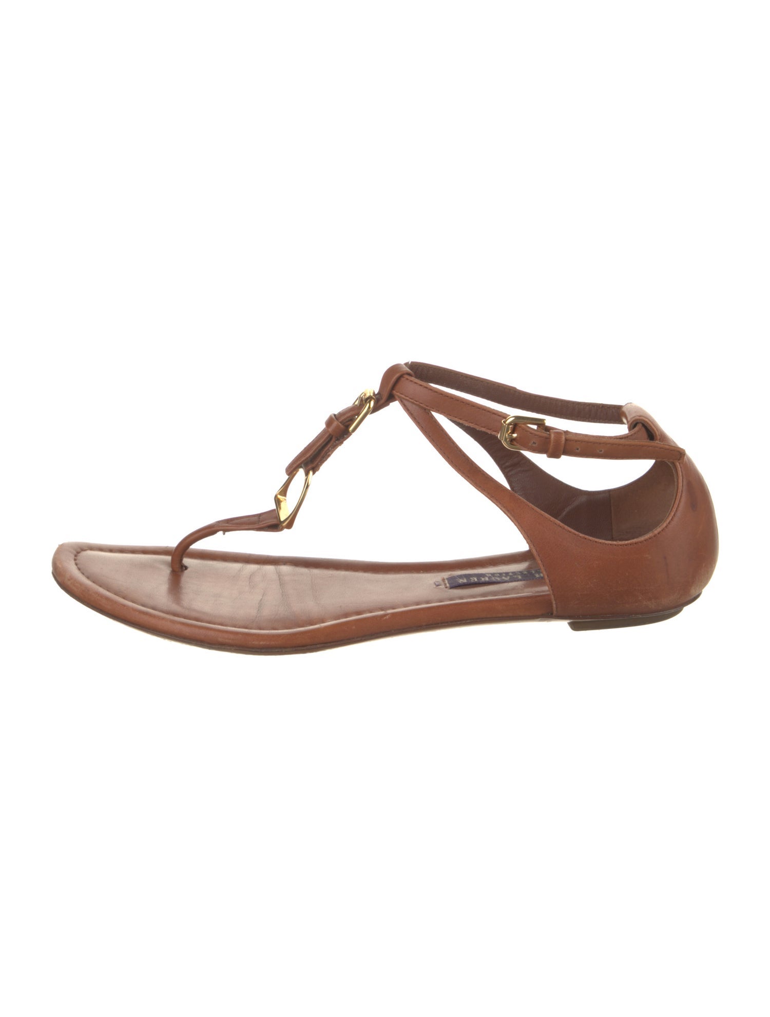 Ralph Lauren Collection Leather T-Strap Sandals