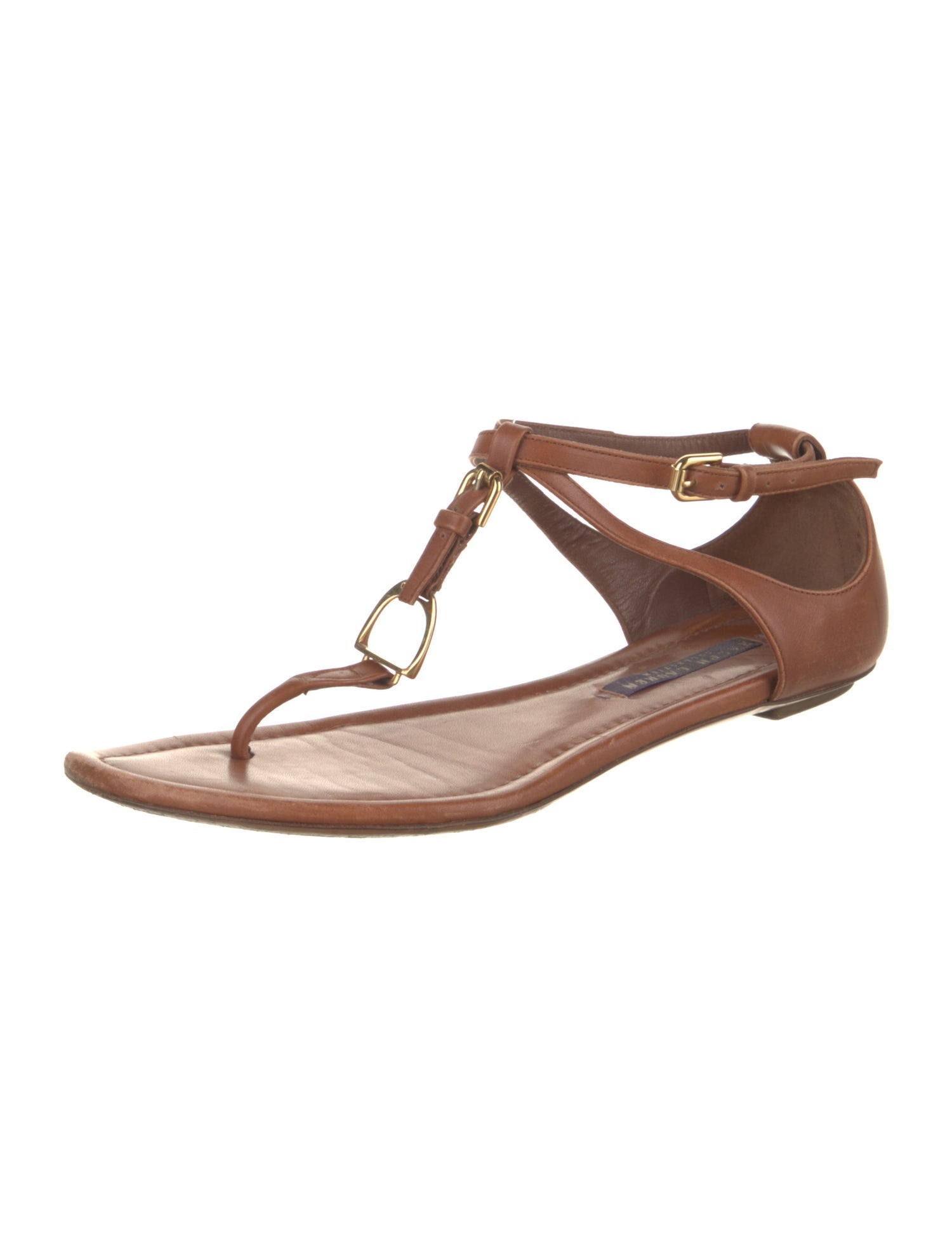 Ralph Lauren Collection Leather T-Strap Sandals