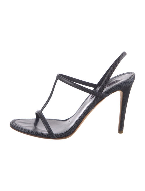 Ralph Lauren Collection Lizard T-Strap Sandals