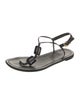 Ralph Lauren Collection Leather Printed T-Strap Sandals