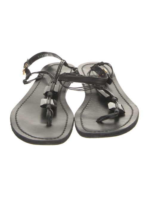 Ralph Lauren Collection Leather Printed T-Strap Sandals