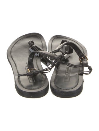 Ralph Lauren Collection Leather Printed T-Strap Sandals