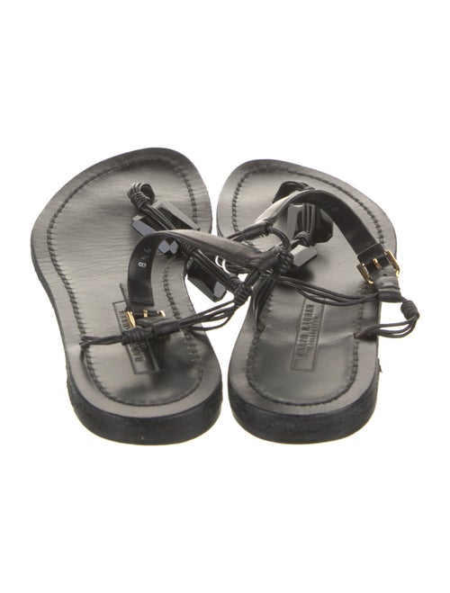 Ralph Lauren Collection Leather Printed T-Strap Sandals